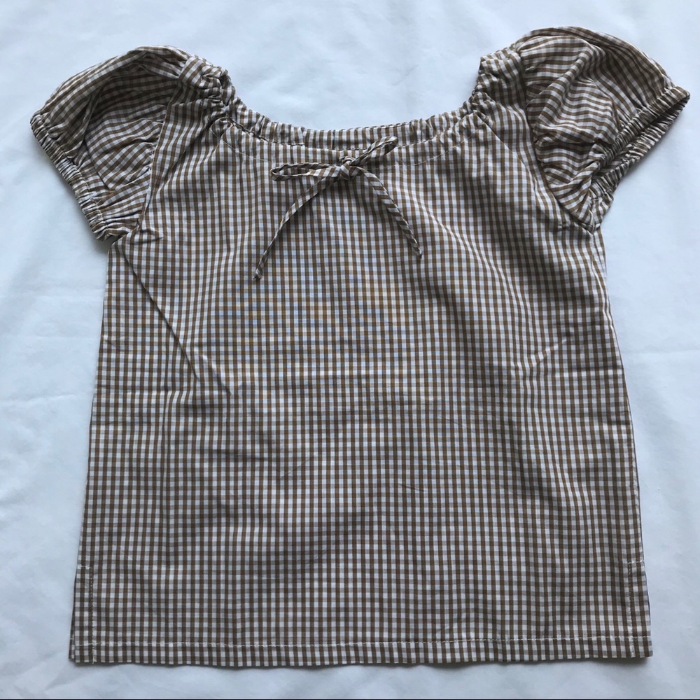 Brown & White Gingham Top